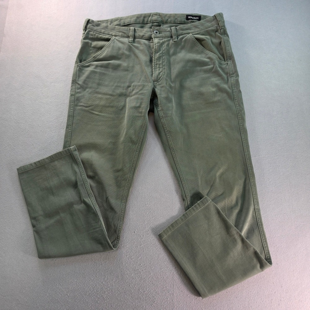 Bonobos Mens Tailored Fit Corduroy Pants Olive Green 34x32 Straight Leg Trousers